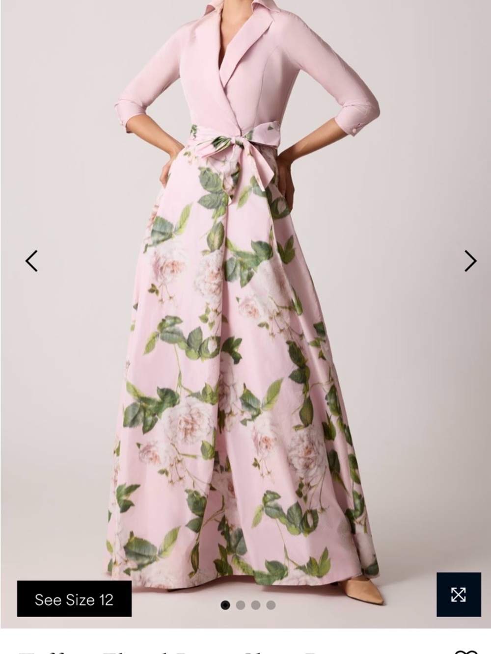 Teri Jon Blush Pink Floral Wrap-Top Gown Sz 10